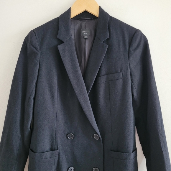 Aritzia Black Double Breasted Button Up Formal Business Textured Wool Blazer - Picture 3 of 12